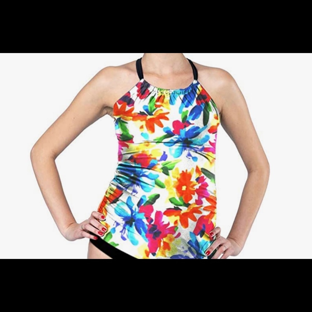 Floral Halter Maternity Swim Top